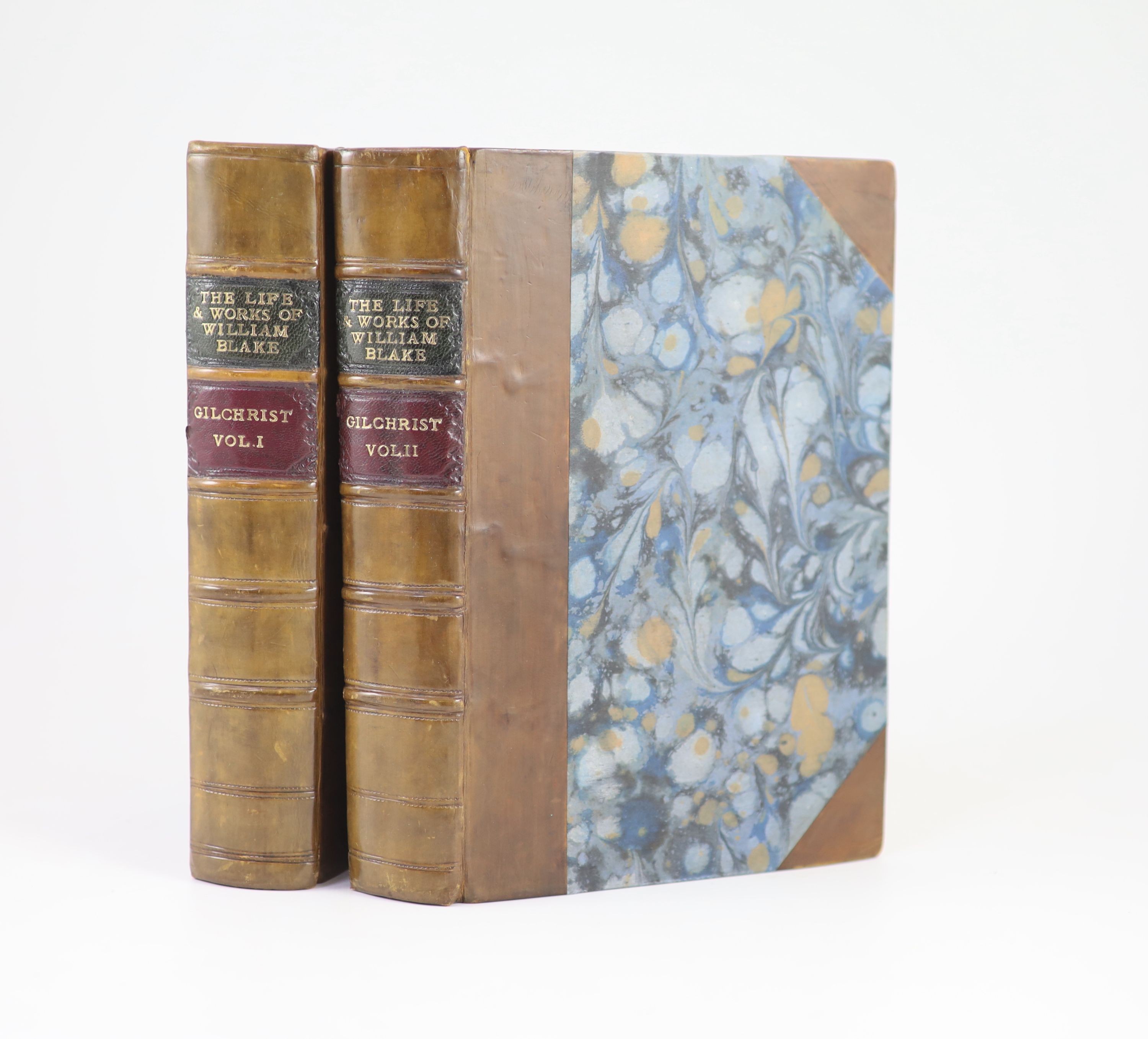 Gilchrist, Alexander- Life of William Blake, 2 vols, 2nd edition, rebound half calf with marbled boards, Macmillan, London, 1880